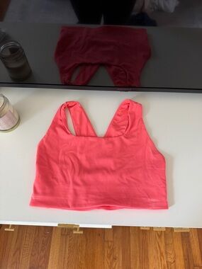 Free People Neon Coral Crop Sports Bra